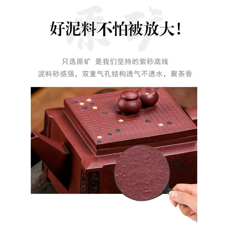 Full Handmade Yixing Zisha Teapot [Chess Joy] (Di Cao Qing - 280ml) - YIQIN TEA HOUSE | yiqinteahouse.com | 200-300ml, full handmade zisha teapot, new arrival, teapot, teaware