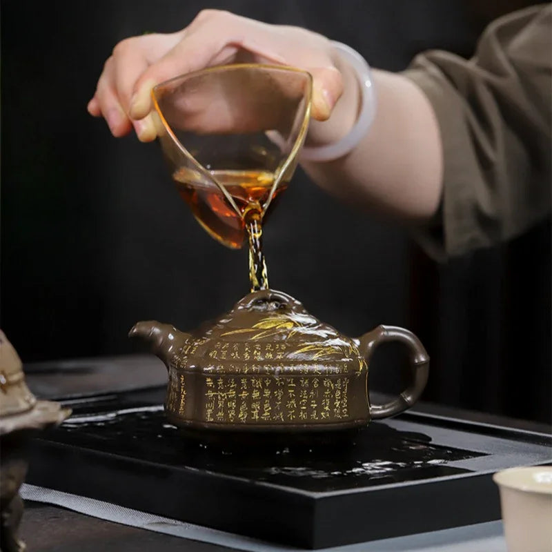 Full Handmade Yixing Zisha Teapot [Chou Jiao Zhu Gu] (Feicui Qing Zi Ni - 300ml) - YIQIN TEA HOUSE | yiqinteahouse.com | 200-300ml, full handmade zisha teapot, teapot, teaware
