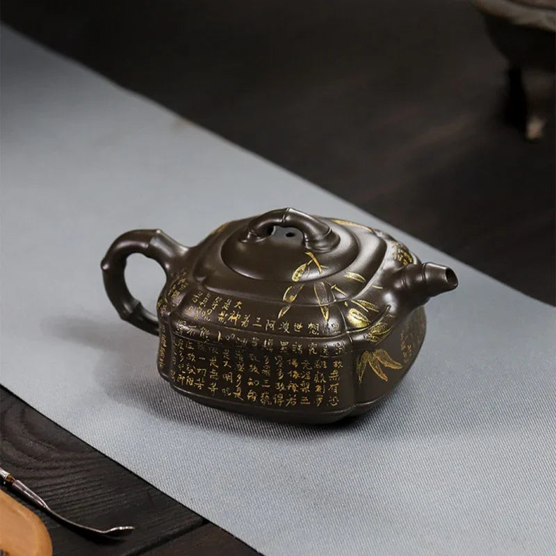 Full Handmade Yixing Zisha Teapot [Chou Jiao Zhu Gu] (Feicui Qing Zi Ni - 300ml) - YIQIN TEA HOUSE | yiqinteahouse.com | 200-300ml, full handmade zisha teapot, teapot, teaware