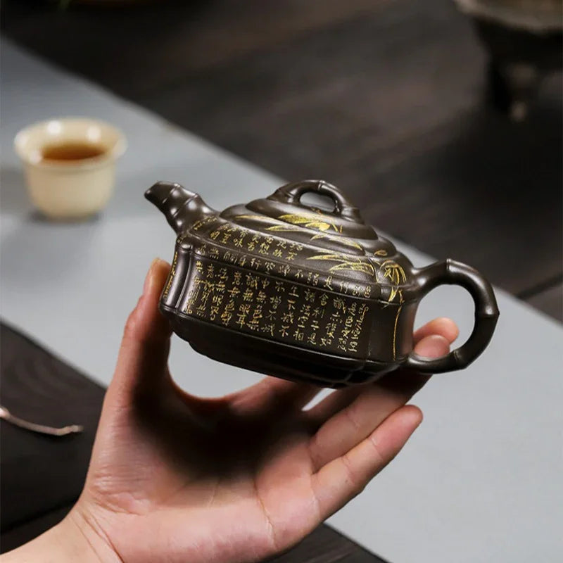 Full Handmade Yixing Zisha Teapot [Chou Jiao Zhu Gu] (Feicui Qing Zi Ni - 300ml) - YIQIN TEA HOUSE | yiqinteahouse.com | 200-300ml, full handmade zisha teapot, teapot, teaware