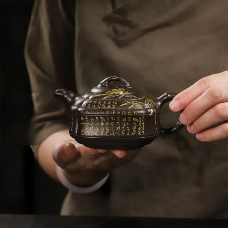 Full Handmade Yixing Zisha Teapot [Chou Jiao Zhu Gu] (Feicui Qing Zi Ni - 300ml) - YIQIN TEA HOUSE | yiqinteahouse.com | 200-300ml, full handmade zisha teapot, teapot, teaware