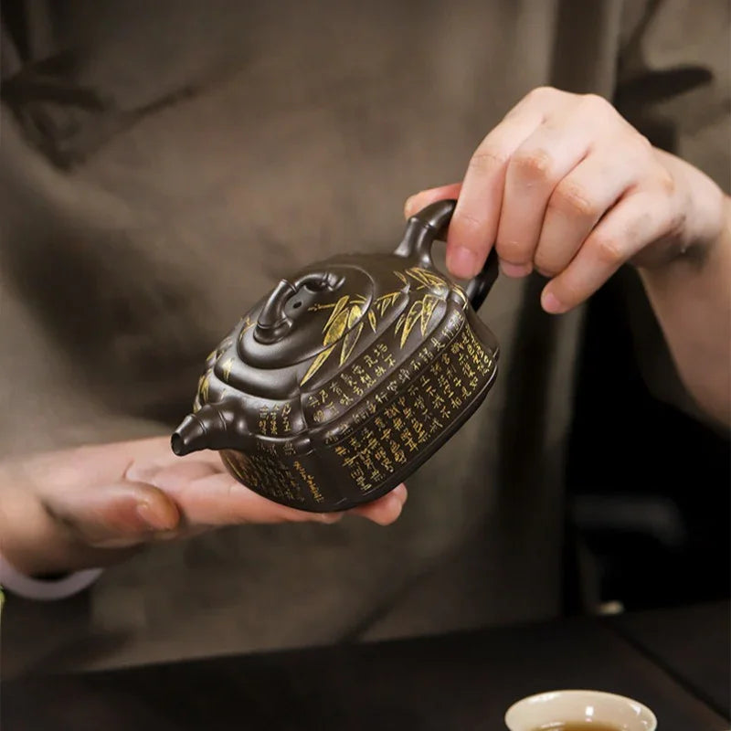 Full Handmade Yixing Zisha Teapot [Chou Jiao Zhu Gu] (Feicui Qing Zi Ni - 300ml) - YIQIN TEA HOUSE | yiqinteahouse.com | 200-300ml, full handmade zisha teapot, teapot, teaware