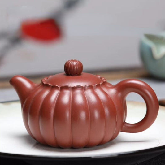 Full Handmade Yixing Zisha Teapot [Chrysanthemum Bud Pot] (Zao Hong Ni - 160ml) - YIQIN TEA HOUSE | yiqinteahouse.com | <200ml, full handmade zisha teapot, new arrival, plain smooth, teapot, teaware