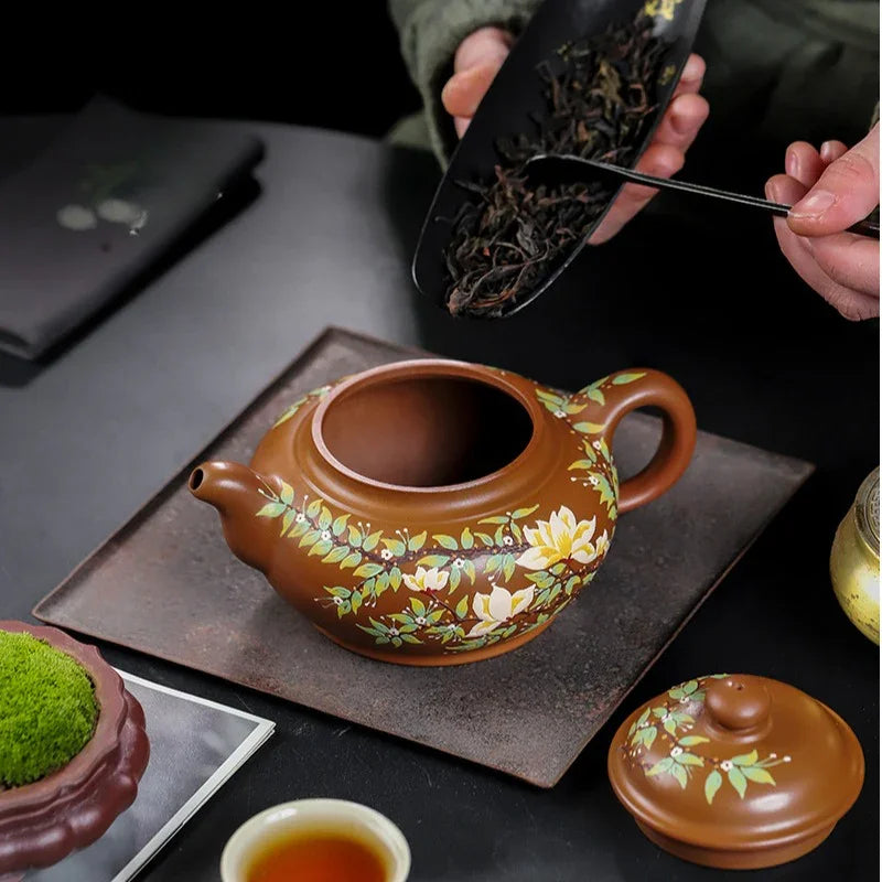Teko Zisha Yixing Buatan Tangan Sepenuhnya [Chun Hua Qiu Shi] (Yi Jin Zi Ni - 470ml)