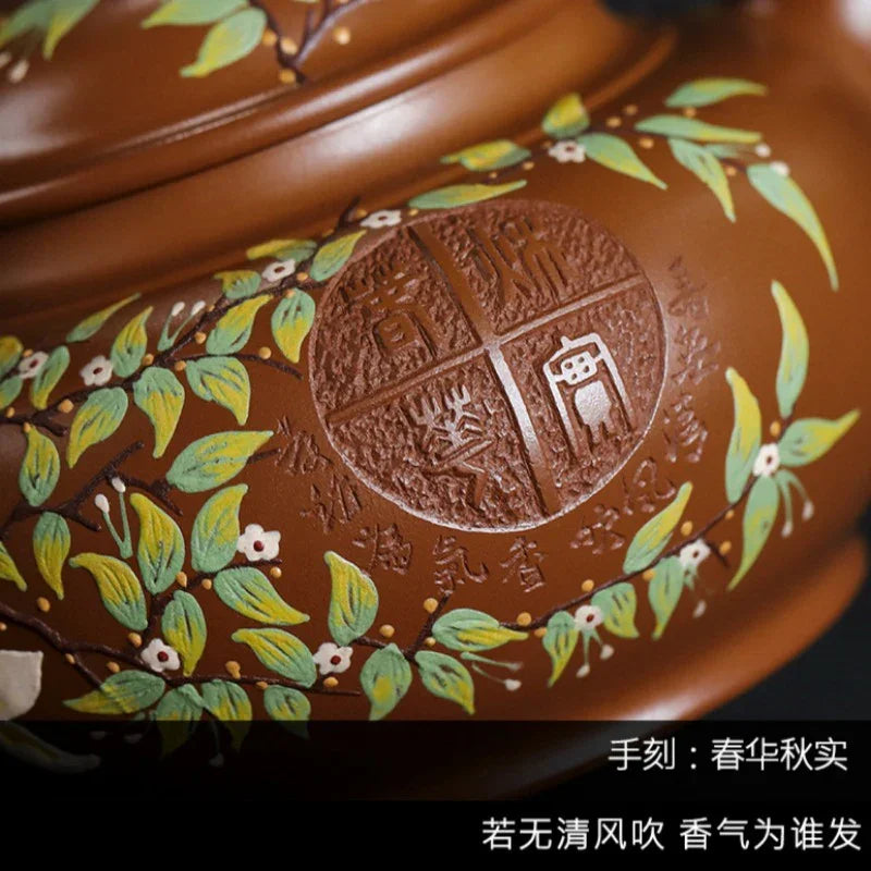 Teko Zisha Yixing Buatan Tangan Sepenuhnya [Chun Hua Qiu Shi] (Yi Jin Zi Ni - 470ml)