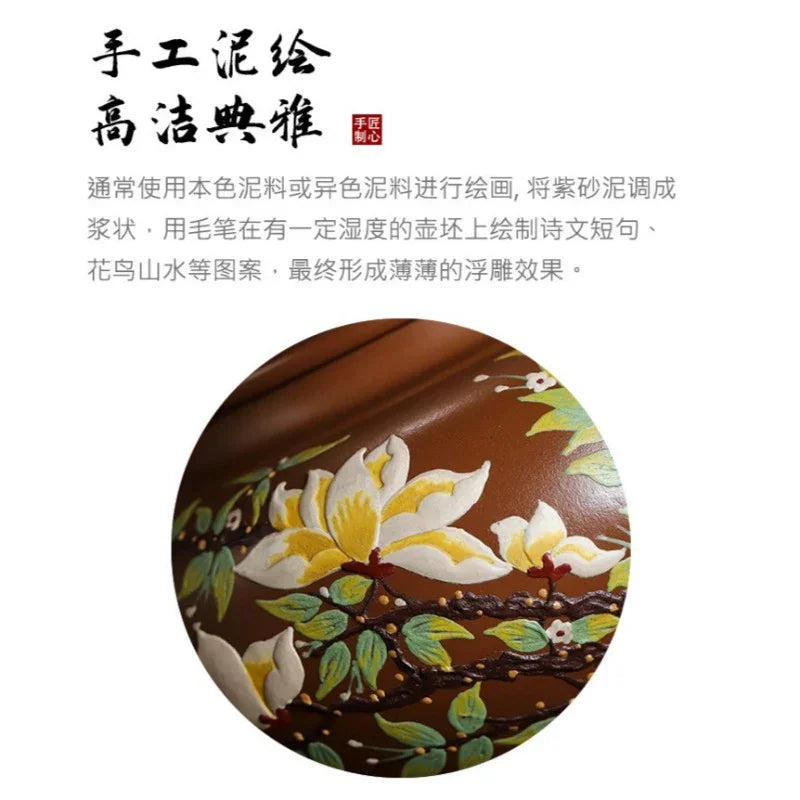 Teko Zisha Yixing Buatan Tangan Sepenuhnya [Chun Hua Qiu Shi] (Yi Jin Zi Ni - 470ml)