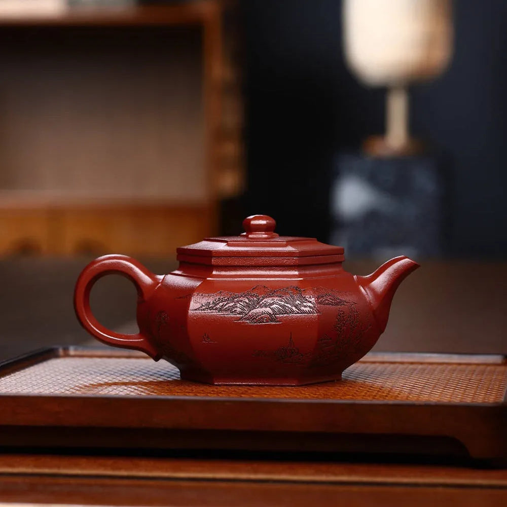 Full Handmade Yixing Zisha Teapot [Dabin Liufang Pot] (Zhu Ni - 300ml) - YIQIN TEA HOUSE | yiqinteahouse.com | 200-300ml, full handmade zisha teapot, new arrival, teapot, teaware