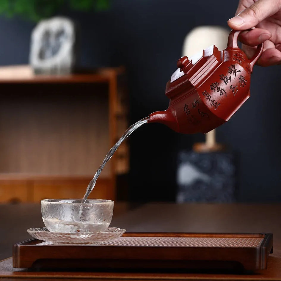 Full Handmade Yixing Zisha Teapot [Dabin Liufang Pot] (Zhu Ni - 300ml) - YIQIN TEA HOUSE | yiqinteahouse.com | 200-300ml, full handmade zisha teapot, new arrival, teapot, teaware