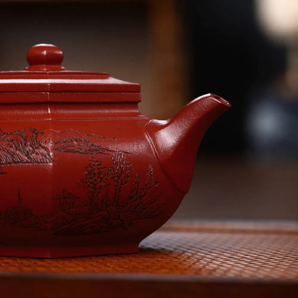 Full Handmade Yixing Zisha Teapot [Dabin Liufang Pot] (Zhu Ni - 300ml) - YIQIN TEA HOUSE | yiqinteahouse.com | 200-300ml, full handmade zisha teapot, new arrival, teapot, teaware