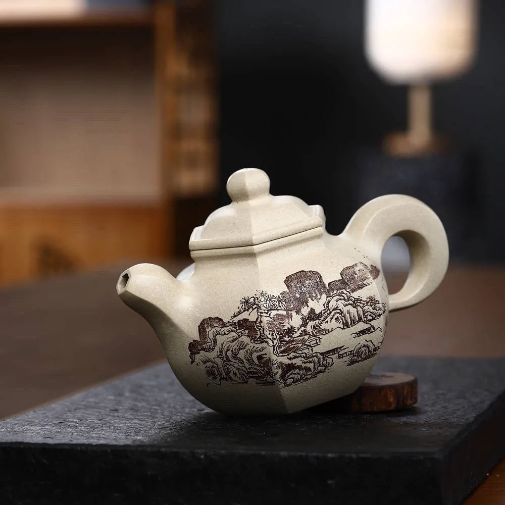 Full Handmade Yixing Zisha Teapot [Dao Hong Lianzi Pot] (Bensan Lu Ni - 360ml) - YIQIN TEA HOUSE | yiqinteahouse.com | >300ml, full handmade zisha teapot, new arrival, teapot, teaware