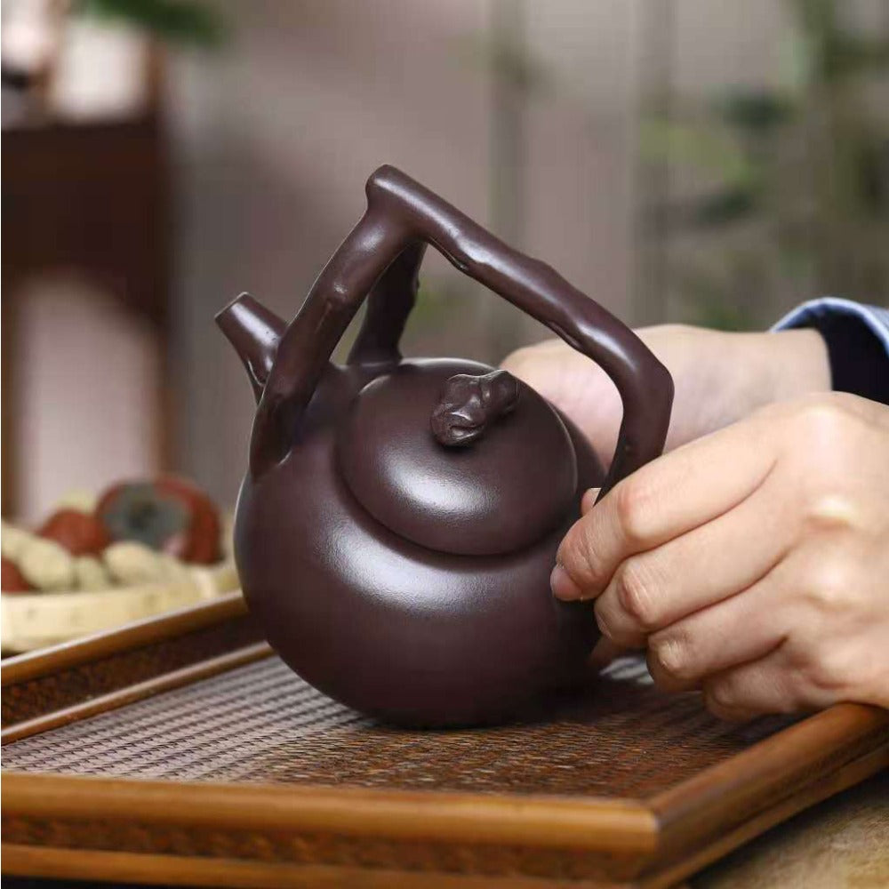 Full Handmade Yixing Zisha Teapot [Dong Po Tiliang Pot] Plain Smooth (Lao Zi Ni - 240ml) - YIQIN TEA HOUSE | yiqinteahouse.com | 200-300ml, full handmade zisha teapot, new arrival, plain smooth, teapot, teaware