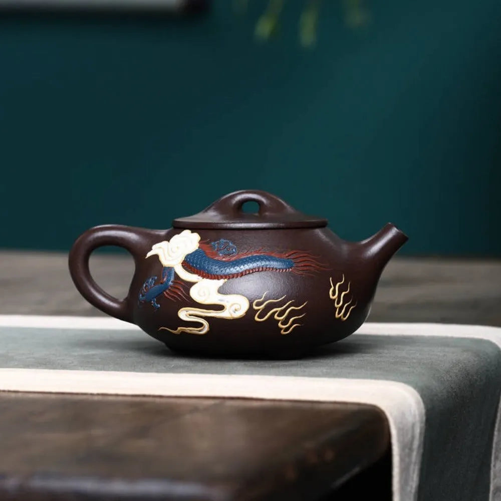 Full Handmade Yixing Zisha Teapot [Dragon Jingzhou Shi Piao Pot] (Lao Zi Ni - 300ml) - YIQIN TEA HOUSE | yiqinteahouse.com | >300ml, full handmade zisha teapot, new arrival, teapot, teaware