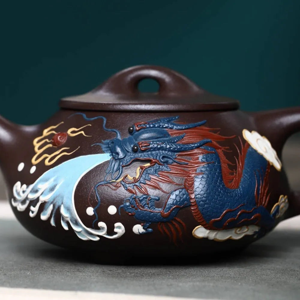 Full Handmade Yixing Zisha Teapot [Dragon Jingzhou Shi Piao Pot] (Lao Zi Ni - 300ml) - YIQIN TEA HOUSE | yiqinteahouse.com | >300ml, full handmade zisha teapot, new arrival, teapot, teaware