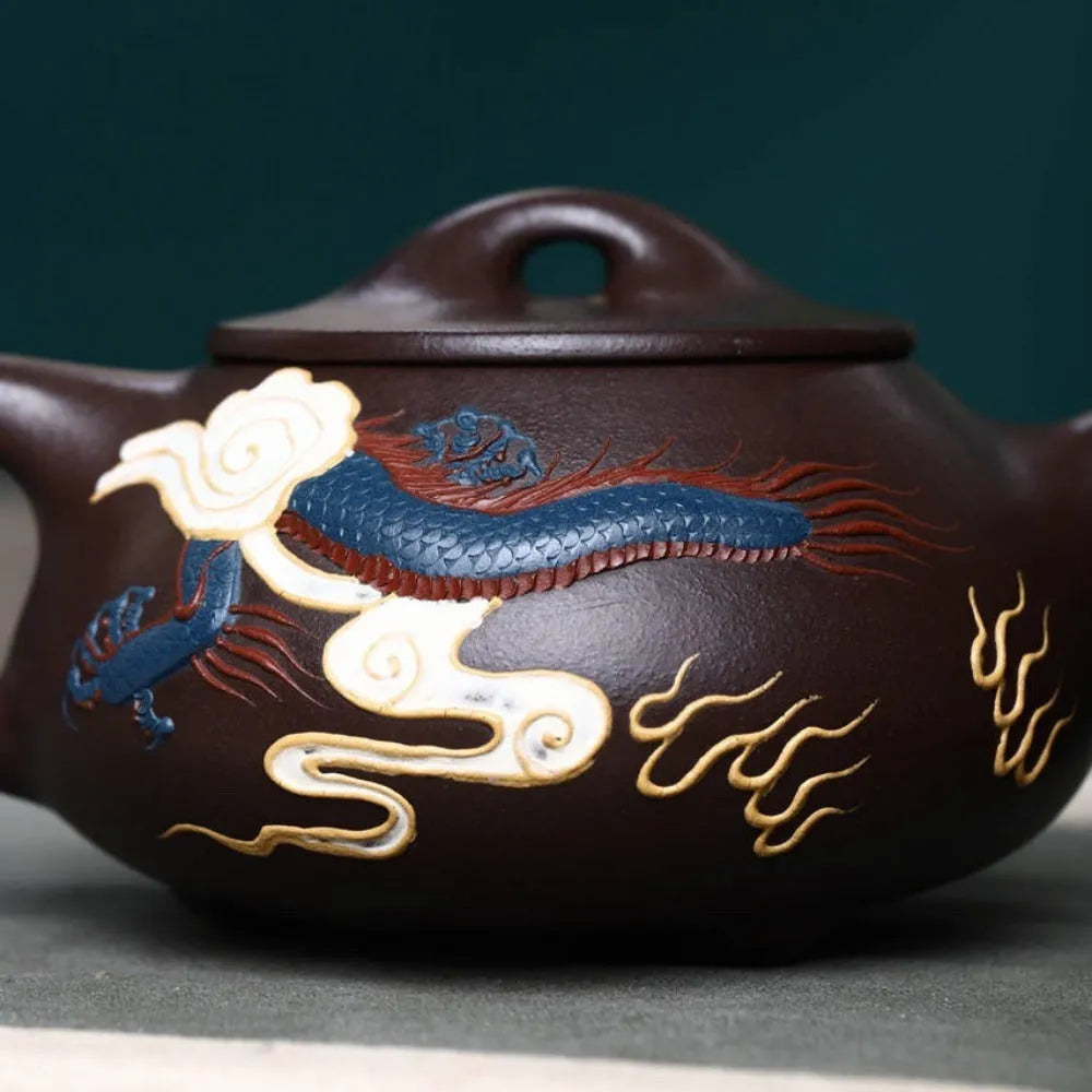 Full Handmade Yixing Zisha Teapot [Dragon Jingzhou Shi Piao Pot] (Lao Zi Ni - 300ml) - YIQIN TEA HOUSE | yiqinteahouse.com | >300ml, full handmade zisha teapot, new arrival, teapot, teaware