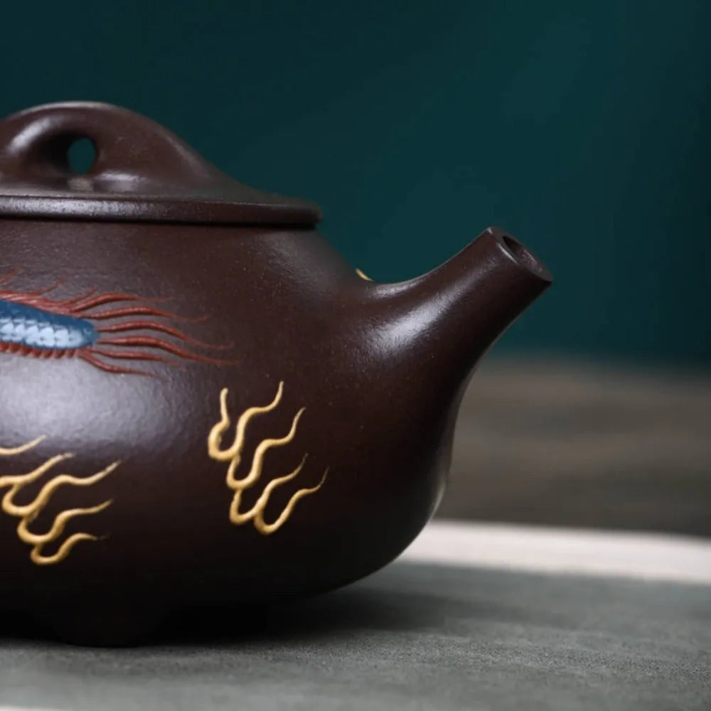 Full Handmade Yixing Zisha Teapot [Dragon Jingzhou Shi Piao Pot] (Lao Zi Ni - 300ml) - YIQIN TEA HOUSE | yiqinteahouse.com | >300ml, full handmade zisha teapot, new arrival, teapot, teaware