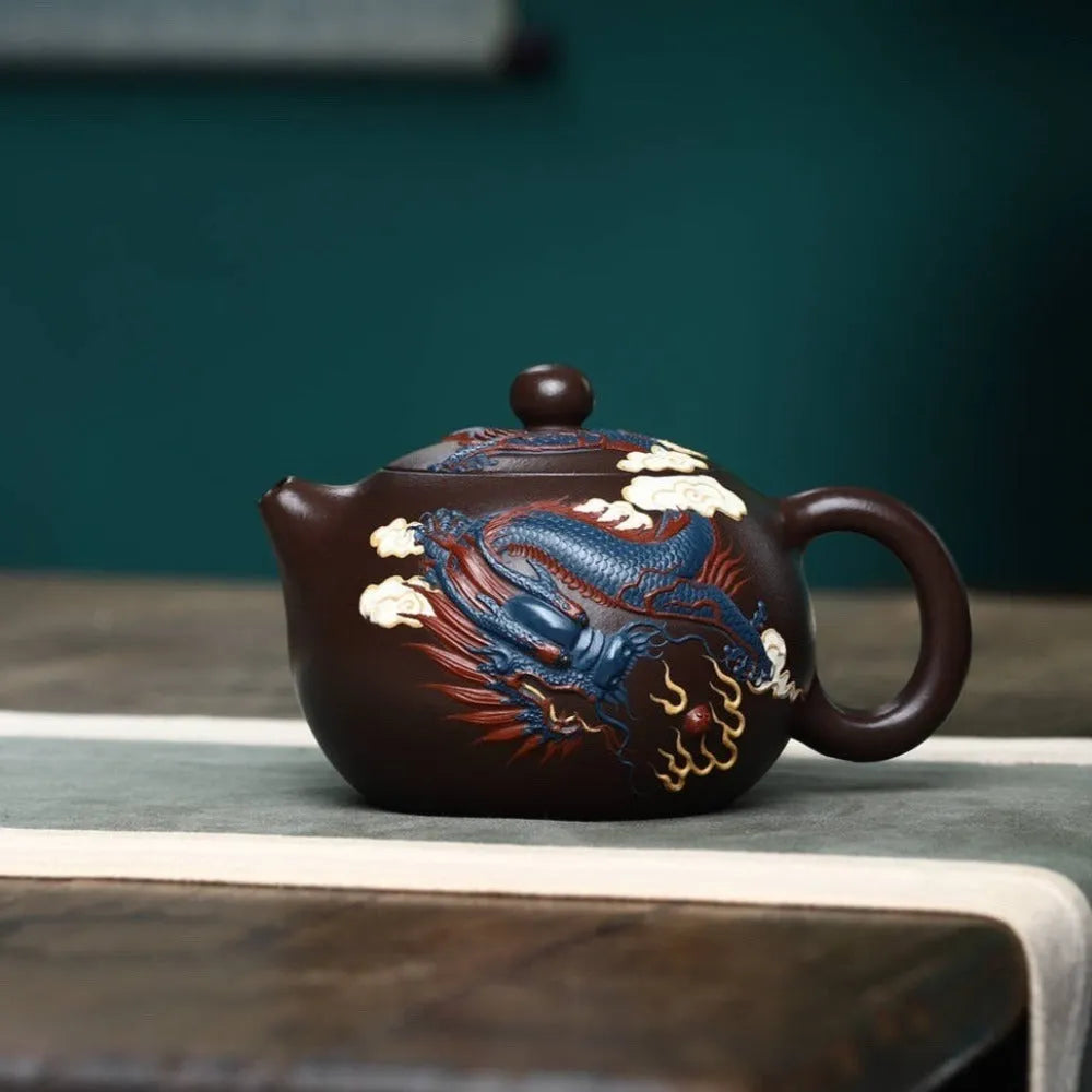 Full Handmade Yixing Zisha Teapot [Dragon Xishi Pot] (Lao Zi Ni - 420ml) - YIQIN TEA HOUSE | yiqinteahouse.com | >300ml, full handmade zisha teapot, new arrival, teapot, teaware