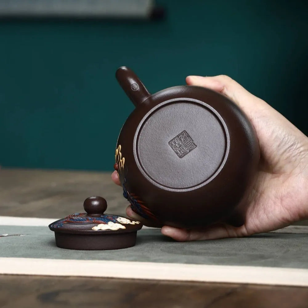 Full Handmade Yixing Zisha Teapot [Dragon Xishi Pot] (Lao Zi Ni - 420ml) - YIQIN TEA HOUSE | yiqinteahouse.com | >300ml, full handmade zisha teapot, new arrival, teapot, teaware