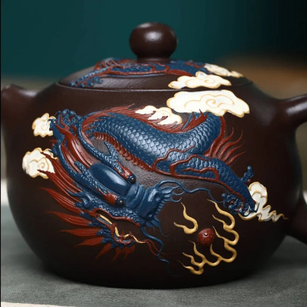 Full Handmade Yixing Zisha Teapot [Dragon Xishi Pot] (Lao Zi Ni - 420ml) - YIQIN TEA HOUSE | yiqinteahouse.com | >300ml, full handmade zisha teapot, new arrival, teapot, teaware