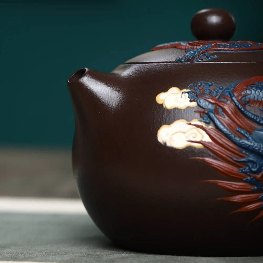 Full Handmade Yixing Zisha Teapot [Dragon Xishi Pot] (Lao Zi Ni - 420ml) - YIQIN TEA HOUSE | yiqinteahouse.com | >300ml, full handmade zisha teapot, new arrival, teapot, teaware