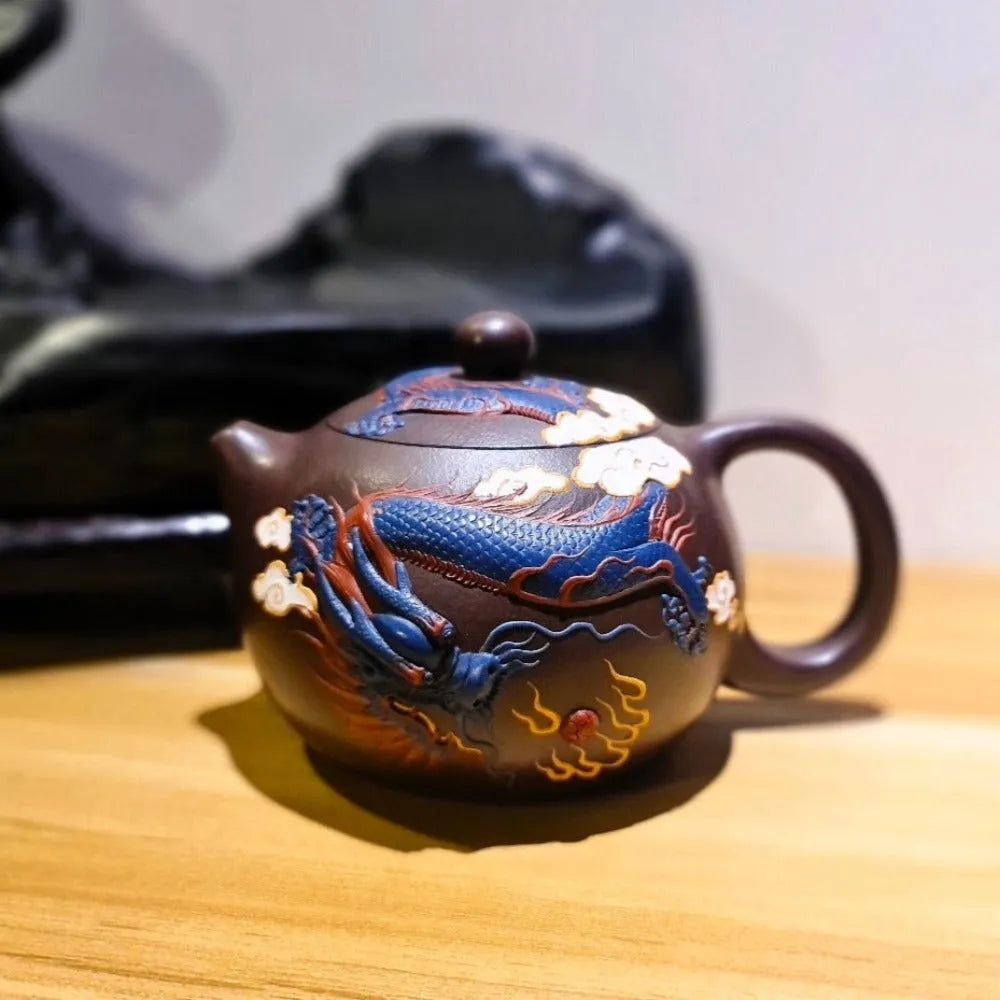 Full Handmade Yixing Zisha Teapot [Dragon Xishi Pot] (Lao Zi Ni - 420ml) - YIQIN TEA HOUSE | yiqinteahouse.com | >300ml, full handmade zisha teapot, new arrival, teapot, teaware