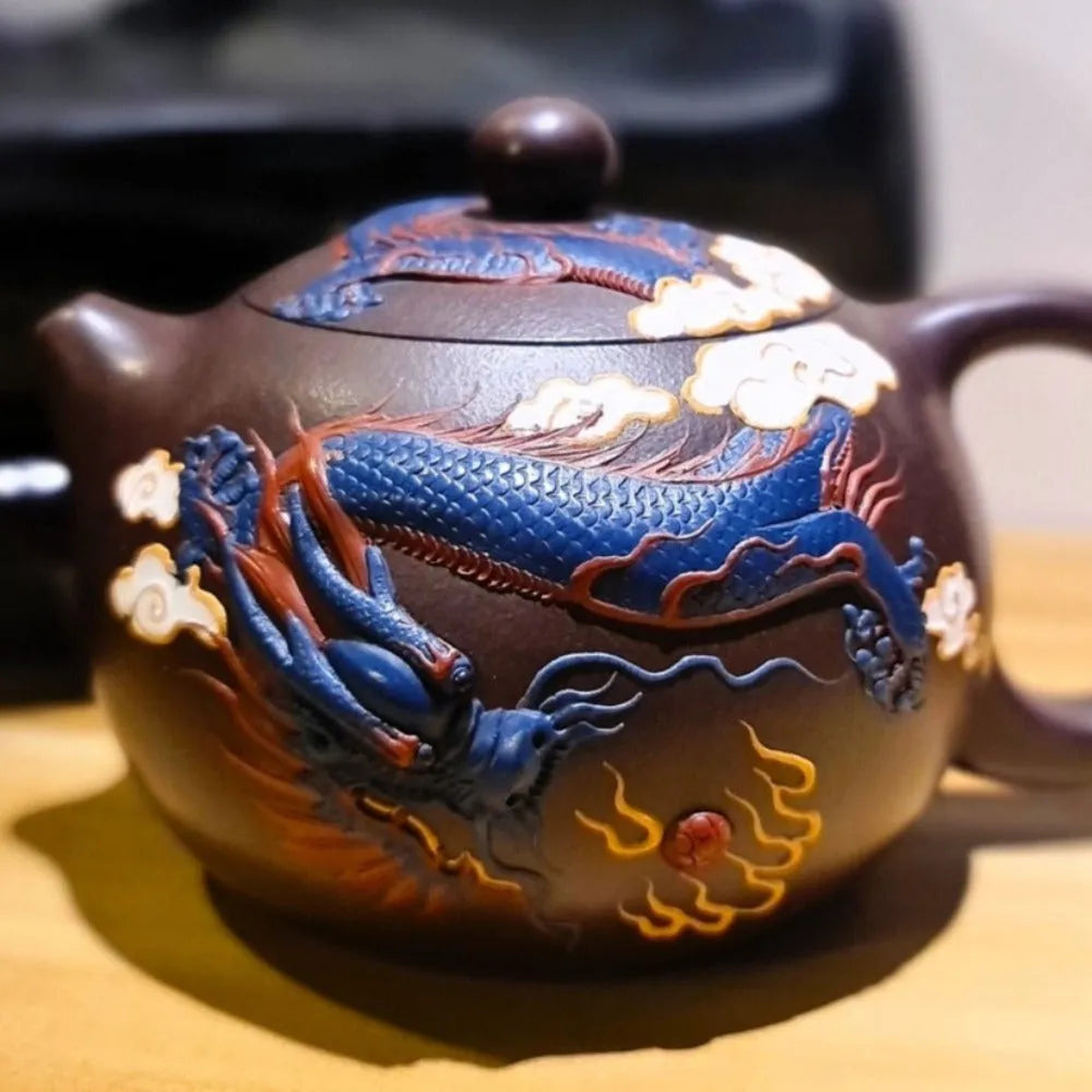 Full Handmade Yixing Zisha Teapot [Dragon Xishi Pot] (Lao Zi Ni - 420ml) - YIQIN TEA HOUSE | yiqinteahouse.com | >300ml, full handmade zisha teapot, new arrival, teapot, teaware