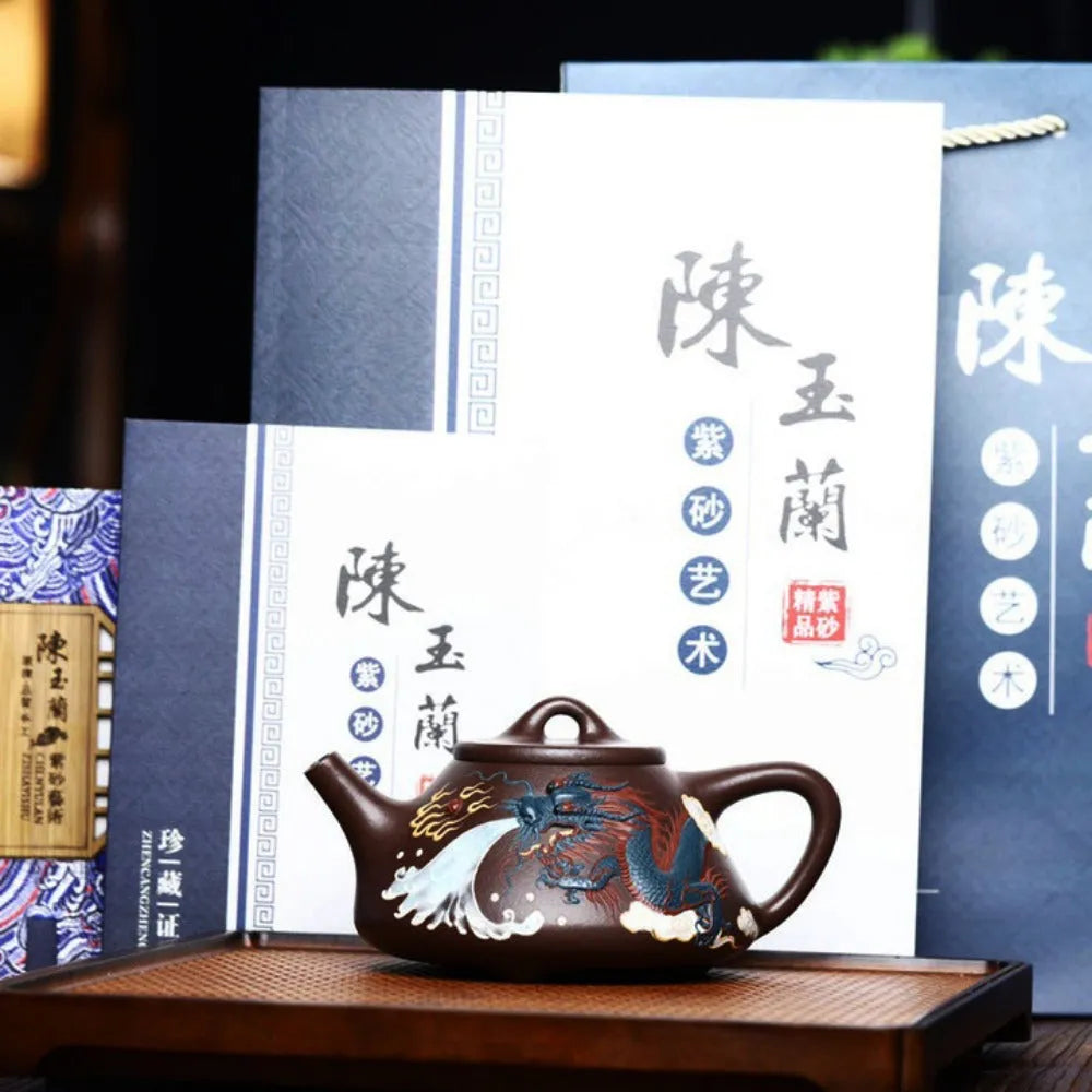 Full Handmade Yixing Zisha Teapot [Dragon Ziye Shi Piao Pot] (Lao Zi Ni - 350ml) - YIQIN TEA HOUSE | yiqinteahouse.com | >300ml, full handmade zisha teapot, new arrival, teapot, teaware