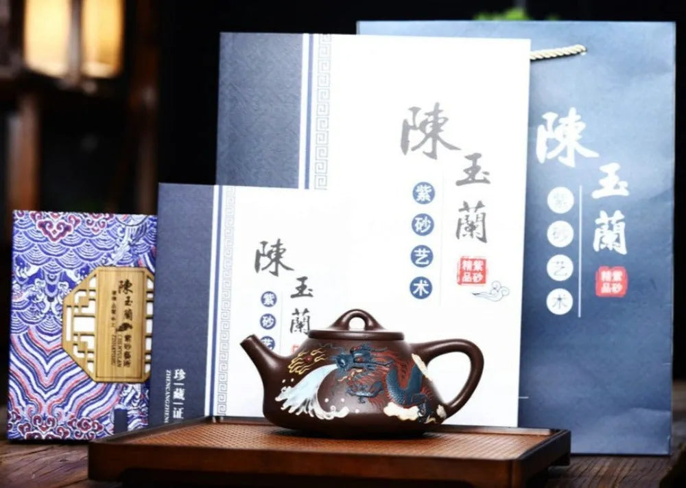 Full Handmade Yixing Zisha Teapot [Dragon Ziye Shi Piao Pot] (Lao Zi Ni - 350ml) - YIQIN TEA HOUSE | yiqinteahouse.com | >300ml, full handmade zisha teapot, new arrival, teapot, teaware