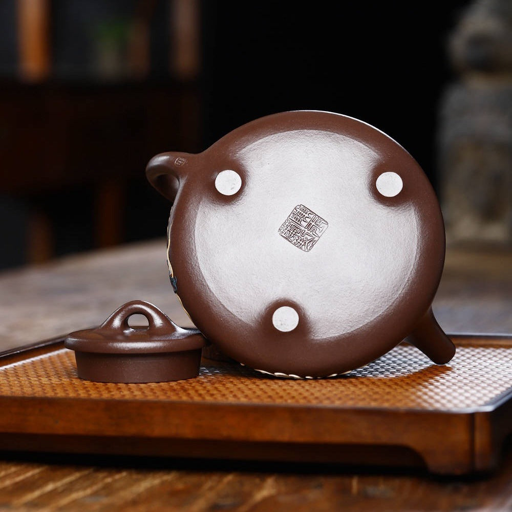 Full Handmade Yixing Zisha Teapot [Dragon Ziye Shi Piao Pot] (Lao Zi Ni - 350ml) - YIQIN TEA HOUSE | yiqinteahouse.com | >300ml, full handmade zisha teapot, new arrival, teapot, teaware