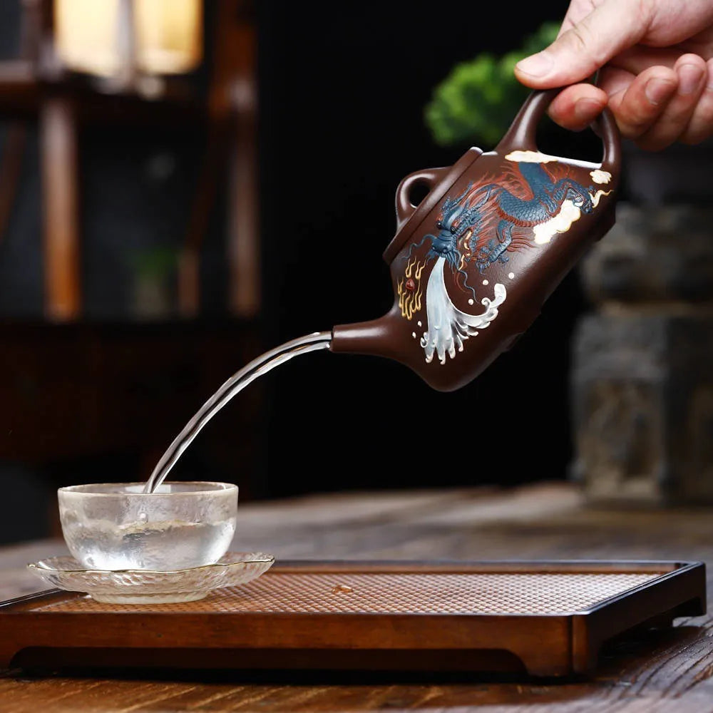 Full Handmade Yixing Zisha Teapot [Dragon Ziye Shi Piao Pot] (Lao Zi Ni - 350ml) - YIQIN TEA HOUSE | yiqinteahouse.com | >300ml, full handmade zisha teapot, new arrival, teapot, teaware