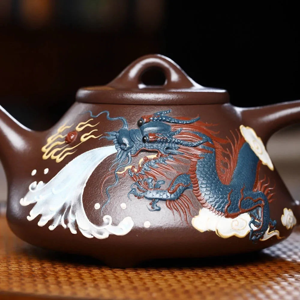 Full Handmade Yixing Zisha Teapot [Dragon Ziye Shi Piao Pot] (Lao Zi Ni - 350ml) - YIQIN TEA HOUSE | yiqinteahouse.com | >300ml, full handmade zisha teapot, new arrival, teapot, teaware