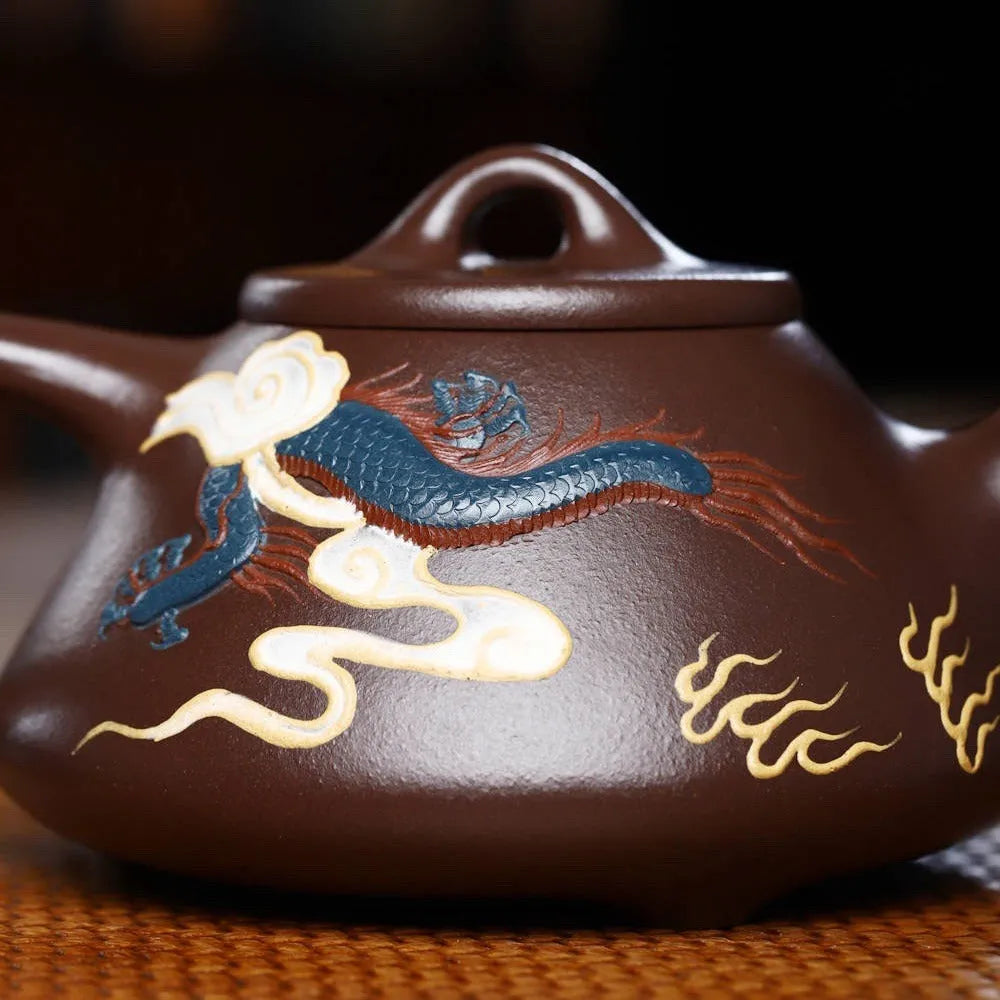 Full Handmade Yixing Zisha Teapot [Dragon Ziye Shi Piao Pot] (Lao Zi Ni - 350ml) - YIQIN TEA HOUSE | yiqinteahouse.com | >300ml, full handmade zisha teapot, new arrival, teapot, teaware