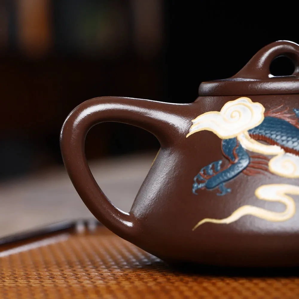 Full Handmade Yixing Zisha Teapot [Dragon Ziye Shi Piao Pot] (Lao Zi Ni - 350ml) - YIQIN TEA HOUSE | yiqinteahouse.com | >300ml, full handmade zisha teapot, new arrival, teapot, teaware