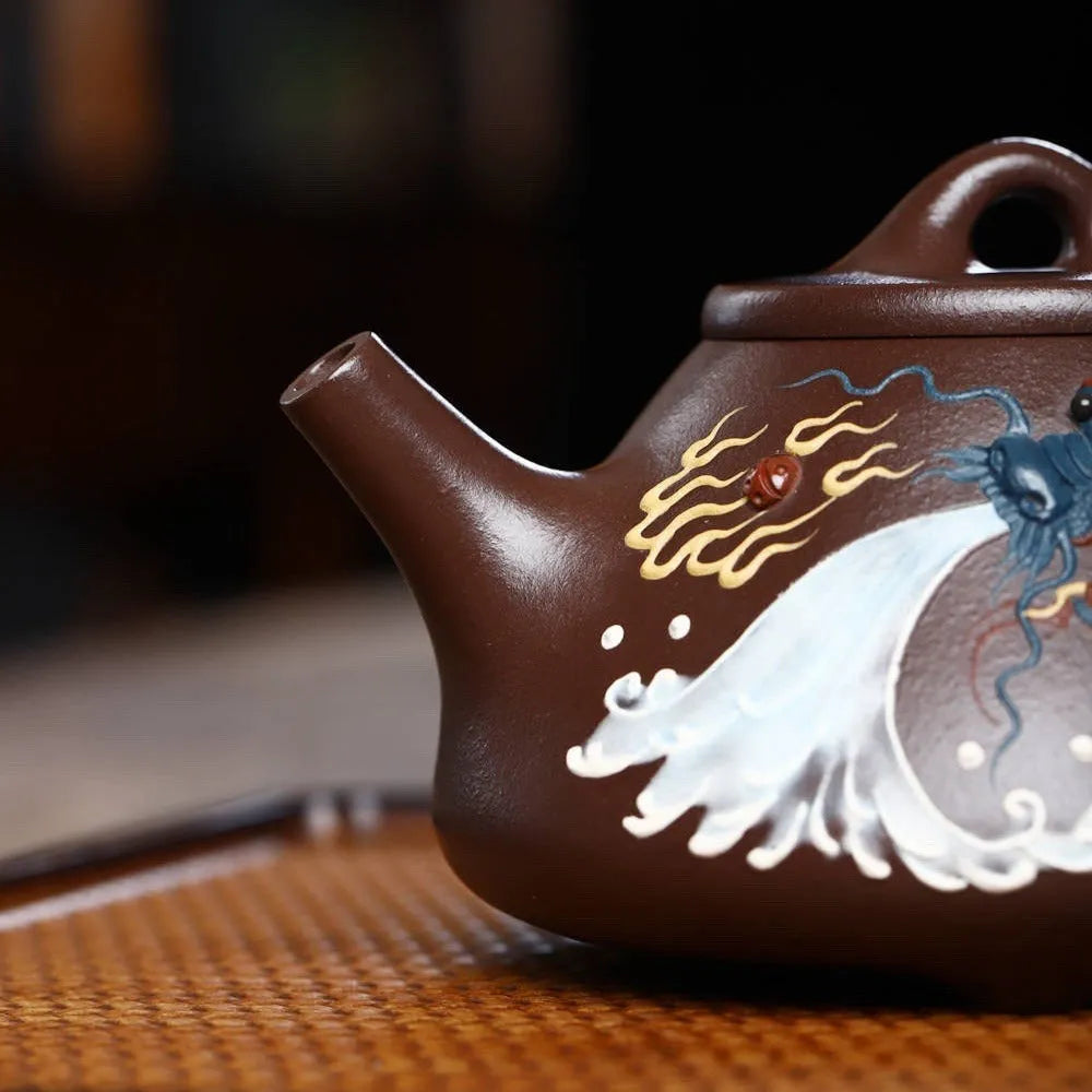 Full Handmade Yixing Zisha Teapot [Dragon Ziye Shi Piao Pot] (Lao Zi Ni - 350ml) - YIQIN TEA HOUSE | yiqinteahouse.com | >300ml, full handmade zisha teapot, new arrival, teapot, teaware