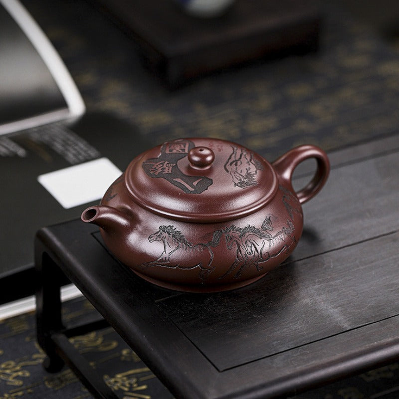 Full Handmade Yixing Zisha Teapot [Eight Horses] (Lao Zi Ni - 280ml) - YIQIN TEA HOUSE | yiqinteahouse.com | 200-300ml, full handmade zisha teapot, new arrival, teapot, teaware