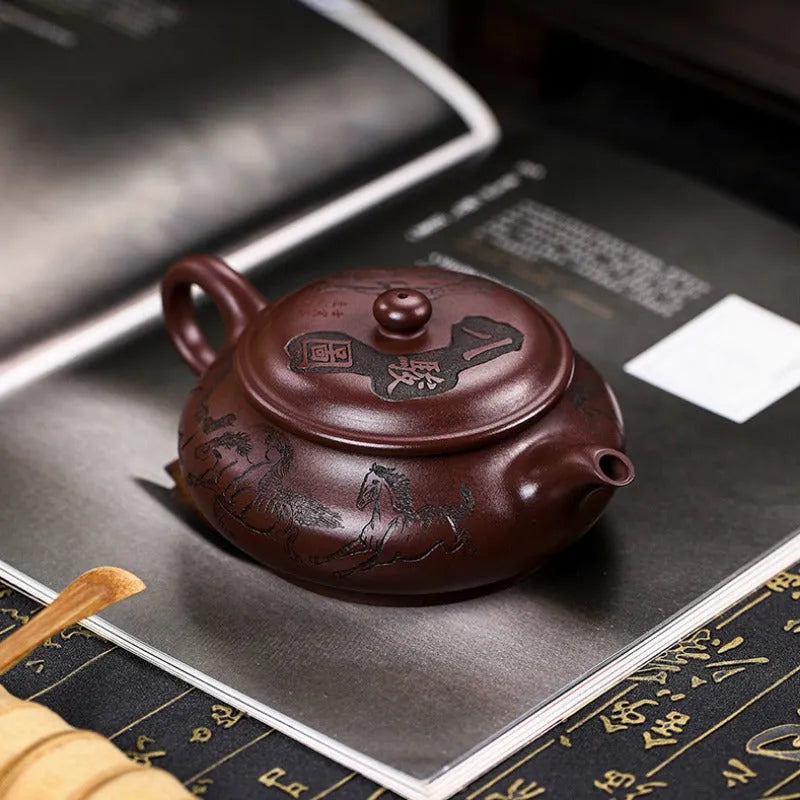 Full Handmade Yixing Zisha Teapot [Eight Horses] (Lao Zi Ni - 280ml) - YIQIN TEA HOUSE | yiqinteahouse.com | 200-300ml, full handmade zisha teapot, new arrival, teapot, teaware