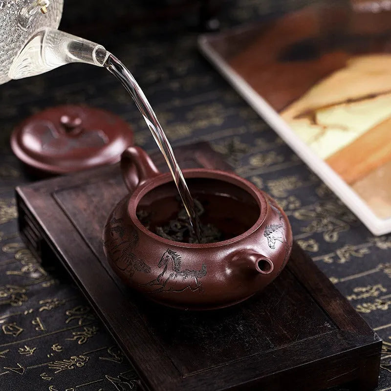 Full Handmade Yixing Zisha Teapot [Eight Horses] (Lao Zi Ni - 280ml) - YIQIN TEA HOUSE | yiqinteahouse.com | 200-300ml, full handmade zisha teapot, new arrival, teapot, teaware