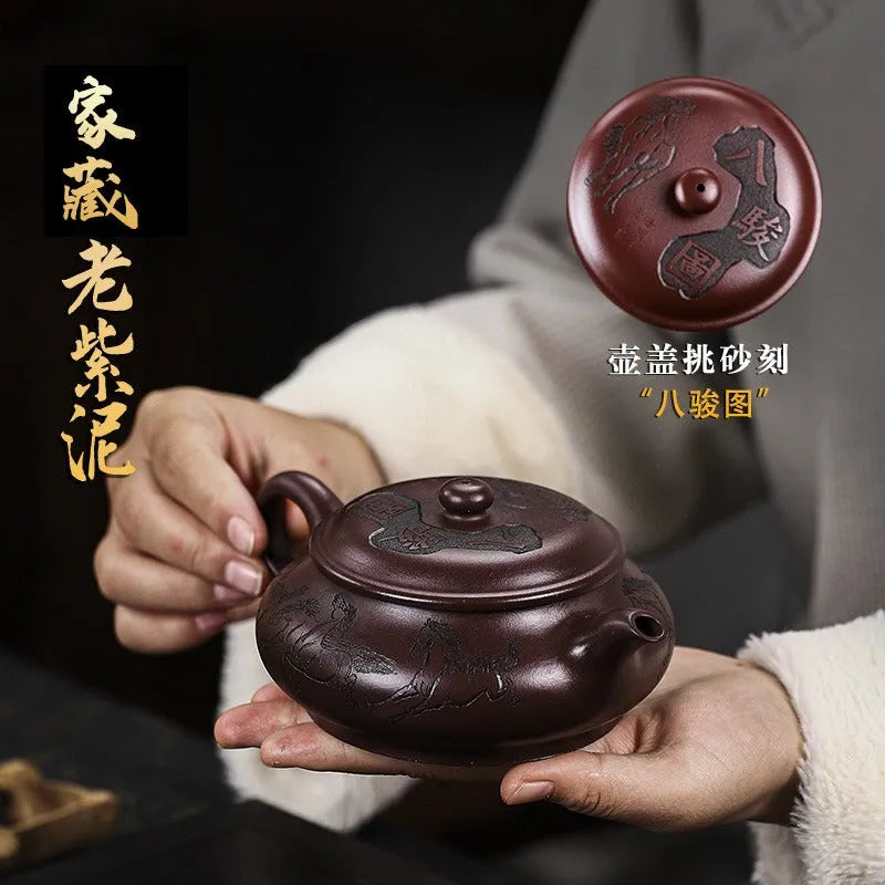 Full Handmade Yixing Zisha Teapot [Eight Horses] (Lao Zi Ni - 280ml) - YIQIN TEA HOUSE | yiqinteahouse.com | 200-300ml, full handmade zisha teapot, new arrival, teapot, teaware