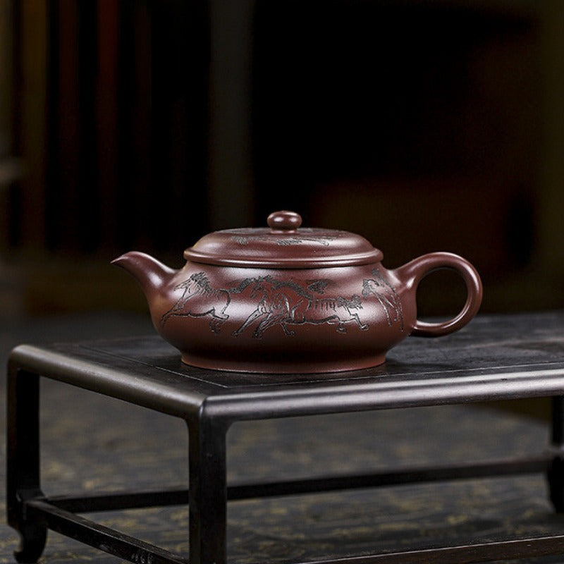 Full Handmade Yixing Zisha Teapot [Eight Horses] (Lao Zi Ni - 280ml) - YIQIN TEA HOUSE | yiqinteahouse.com | 200-300ml, full handmade zisha teapot, new arrival, teapot, teaware