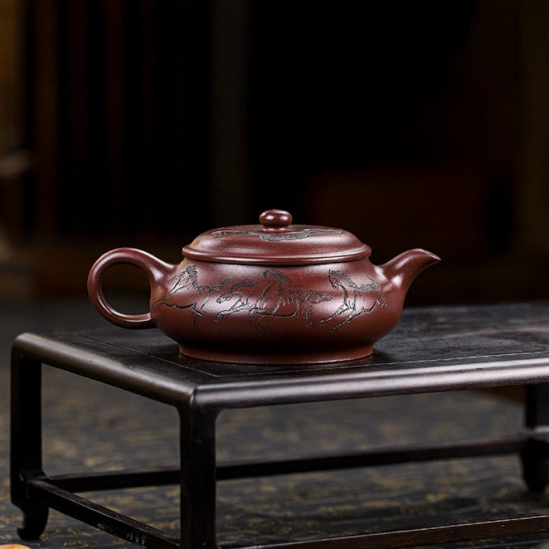 Full Handmade Yixing Zisha Teapot [Eight Horses] (Lao Zi Ni - 280ml) - YIQIN TEA HOUSE | yiqinteahouse.com | 200-300ml, full handmade zisha teapot, new arrival, teapot, teaware