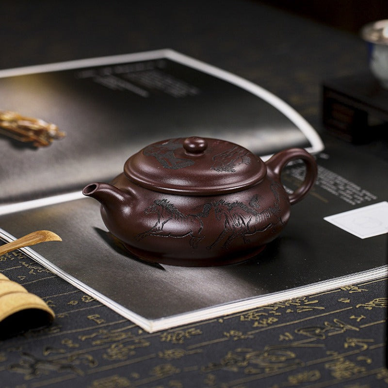 Full Handmade Yixing Zisha Teapot [Eight Horses] (Lao Zi Ni - 280ml) - YIQIN TEA HOUSE | yiqinteahouse.com | 200-300ml, full handmade zisha teapot, new arrival, teapot, teaware