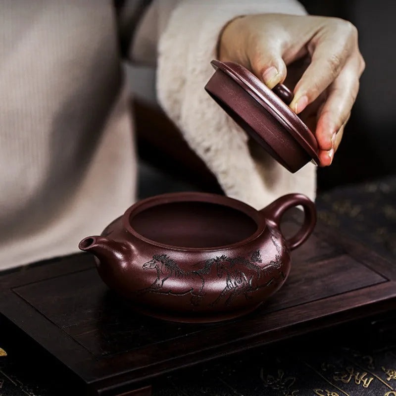 Full Handmade Yixing Zisha Teapot [Eight Horses] (Lao Zi Ni - 280ml) - YIQIN TEA HOUSE | yiqinteahouse.com | 200-300ml, full handmade zisha teapot, new arrival, teapot, teaware