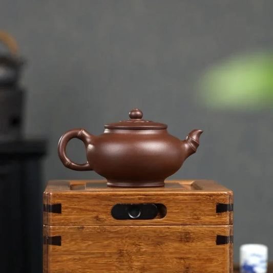 Full Handmade Yixing Zisha Teapot [Elegant Bamboo Pot] (Zi Ni - 300ml)