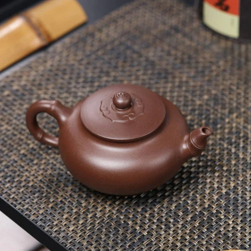 Teko Yixing Zisha Buatan Tangan Sepenuhnya [Elegant Bamboo Pot] (Zi Ni - 300ml)