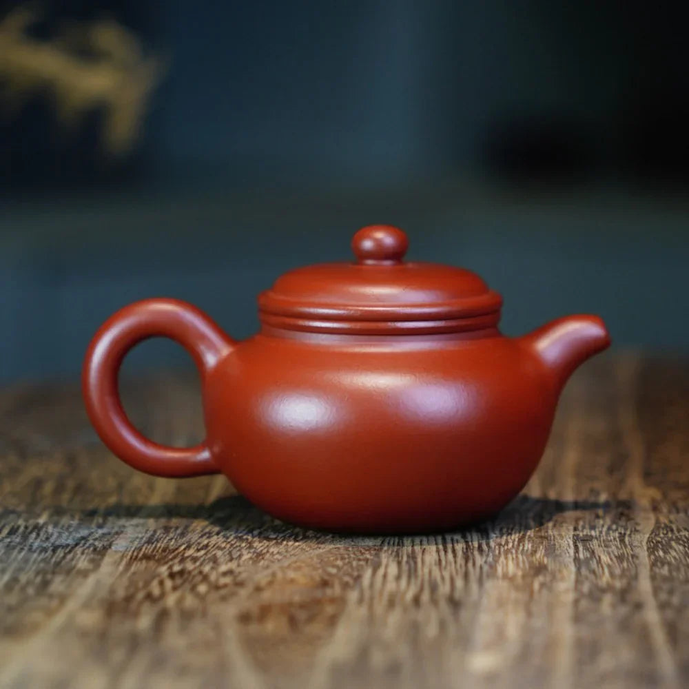 Teko Zisha Yixing Buatan Tangan Sepenuhnya [Fanggu Pot] (Dahongpao - 100ml)