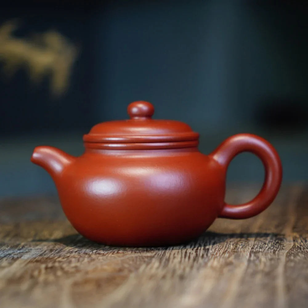 Teko Zisha Yixing Buatan Tangan Sepenuhnya [Fanggu Pot] (Dahongpao - 100ml)