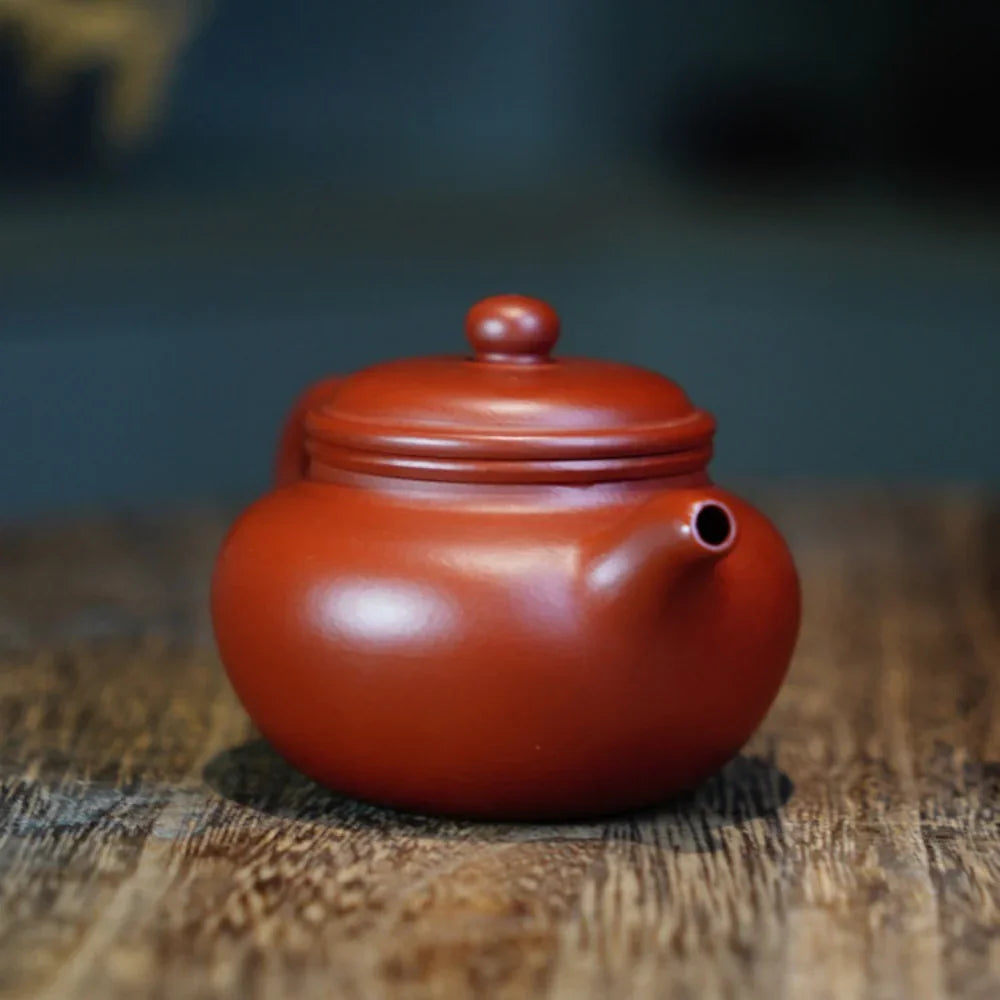 Teko Zisha Yixing Buatan Tangan Sepenuhnya [Fanggu Pot] (Dahongpao - 100ml)