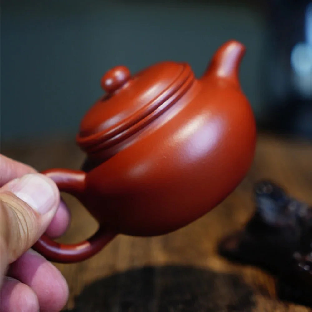 Teko Zisha Yixing Buatan Tangan Sepenuhnya [Fanggu Pot] (Dahongpao - 100ml)