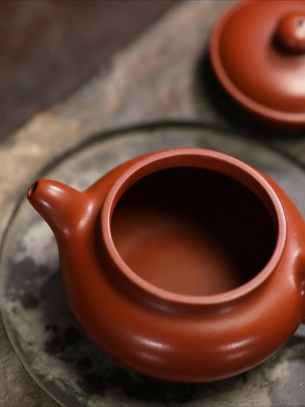 Teko Zisha Yixing Buatan Tangan Sepenuhnya [Fanggu Pot] (Dahongpao - 170ml)