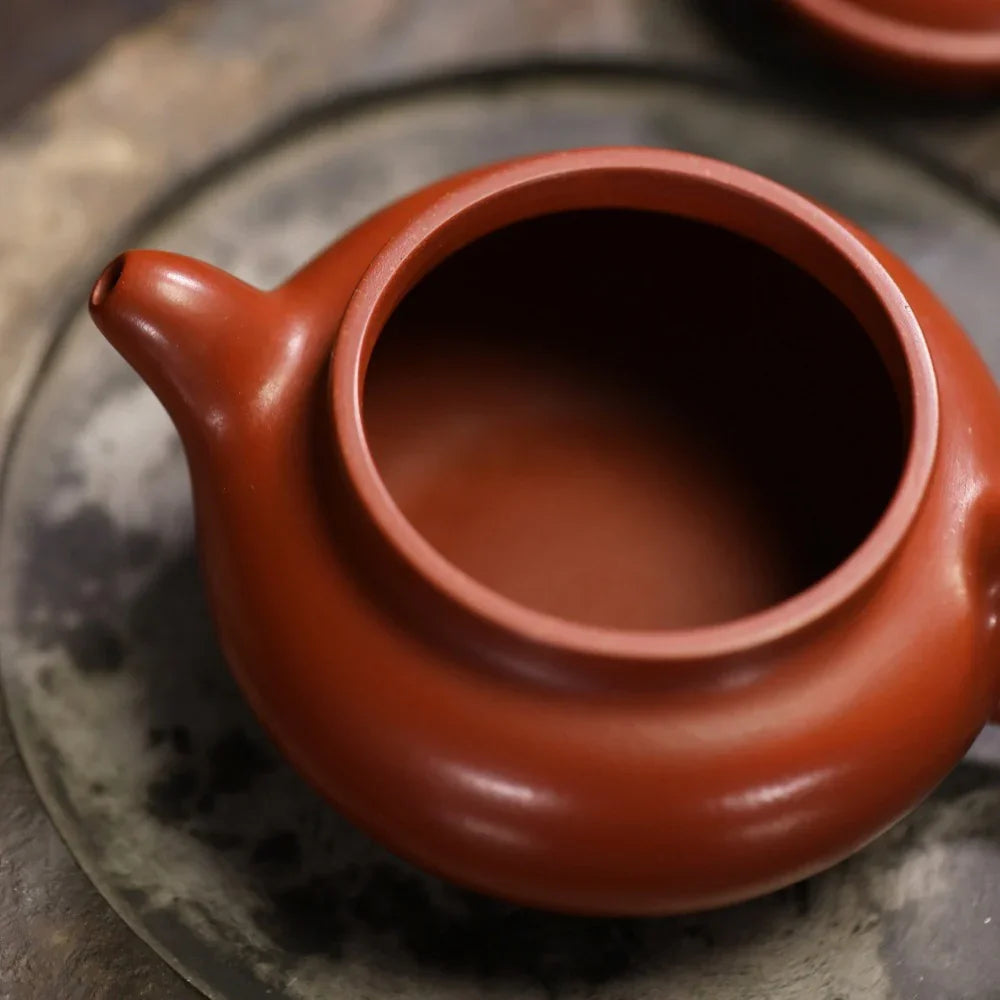 Teko Zisha Yixing Buatan Tangan Sepenuhnya [Fanggu Pot] (Dahongpao - 170ml)