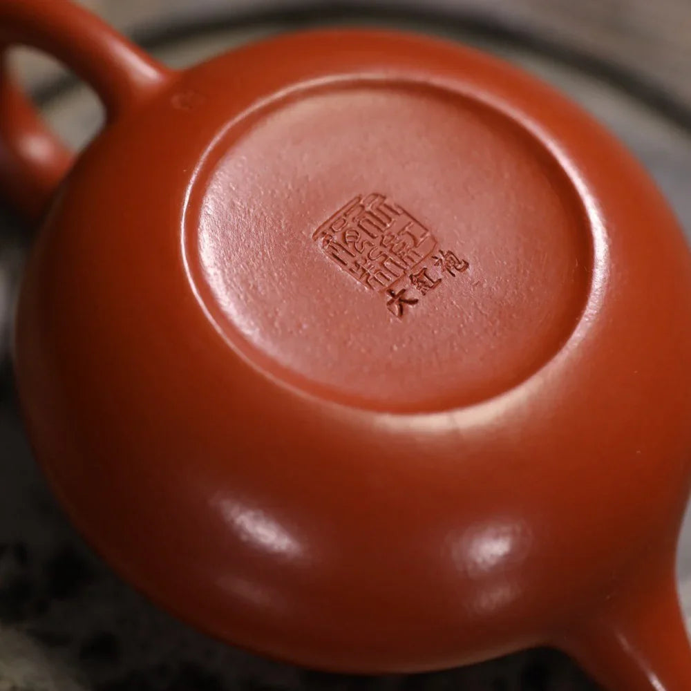 Teko Zisha Yixing Buatan Tangan Sepenuhnya [Fanggu Pot] (Dahongpao - 170ml)